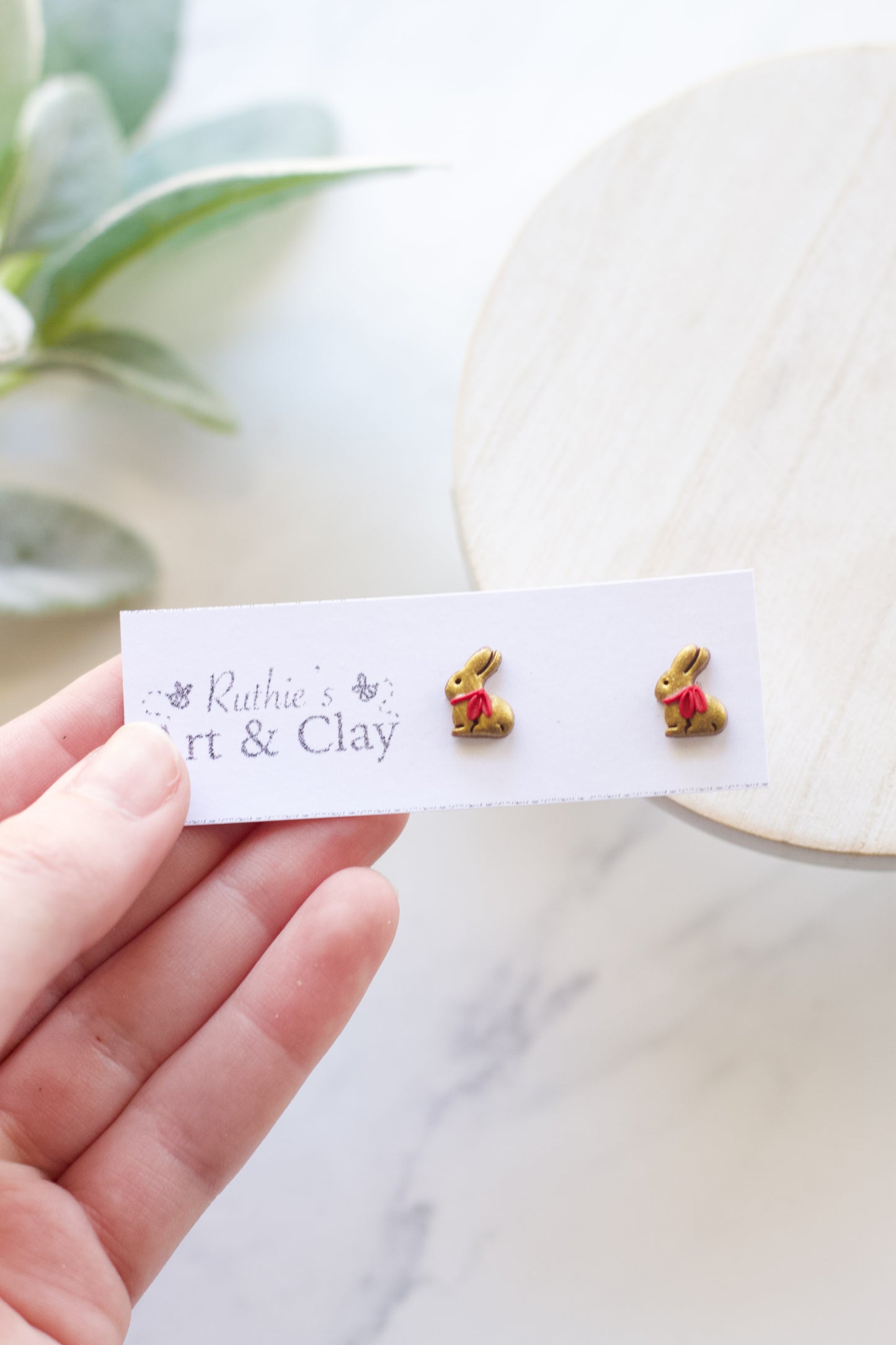 Gold Wrapped Chocolate Bunny Studs