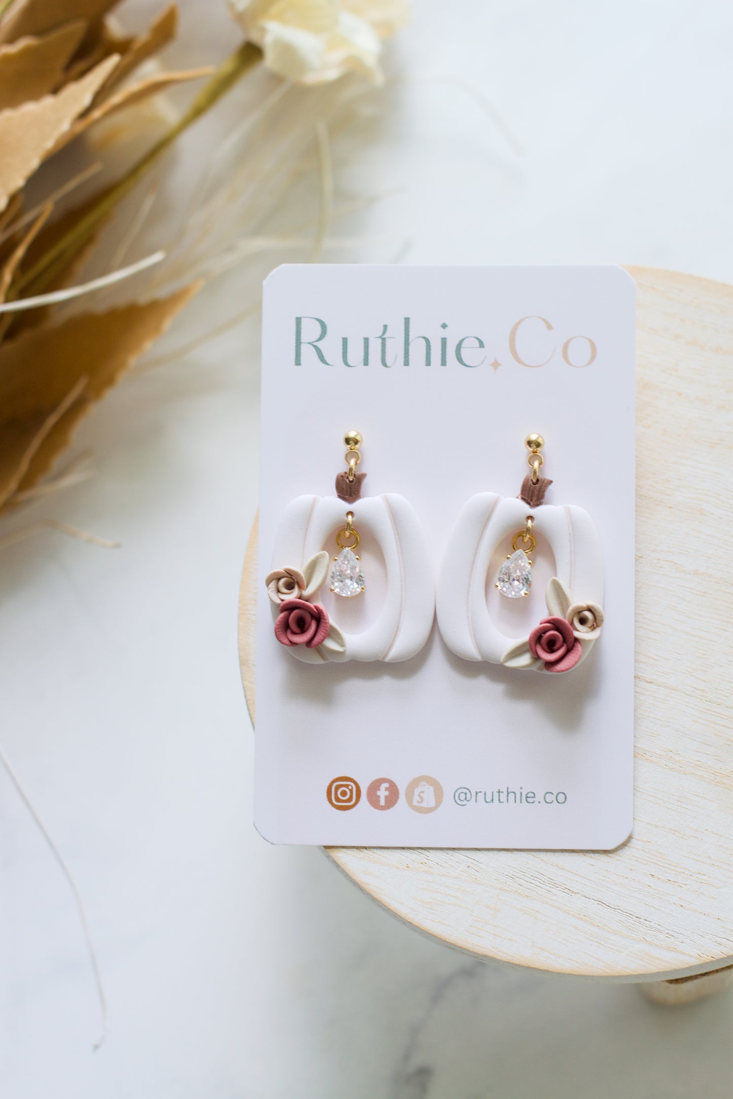 Floral and Crystal Pumpkin Dangles