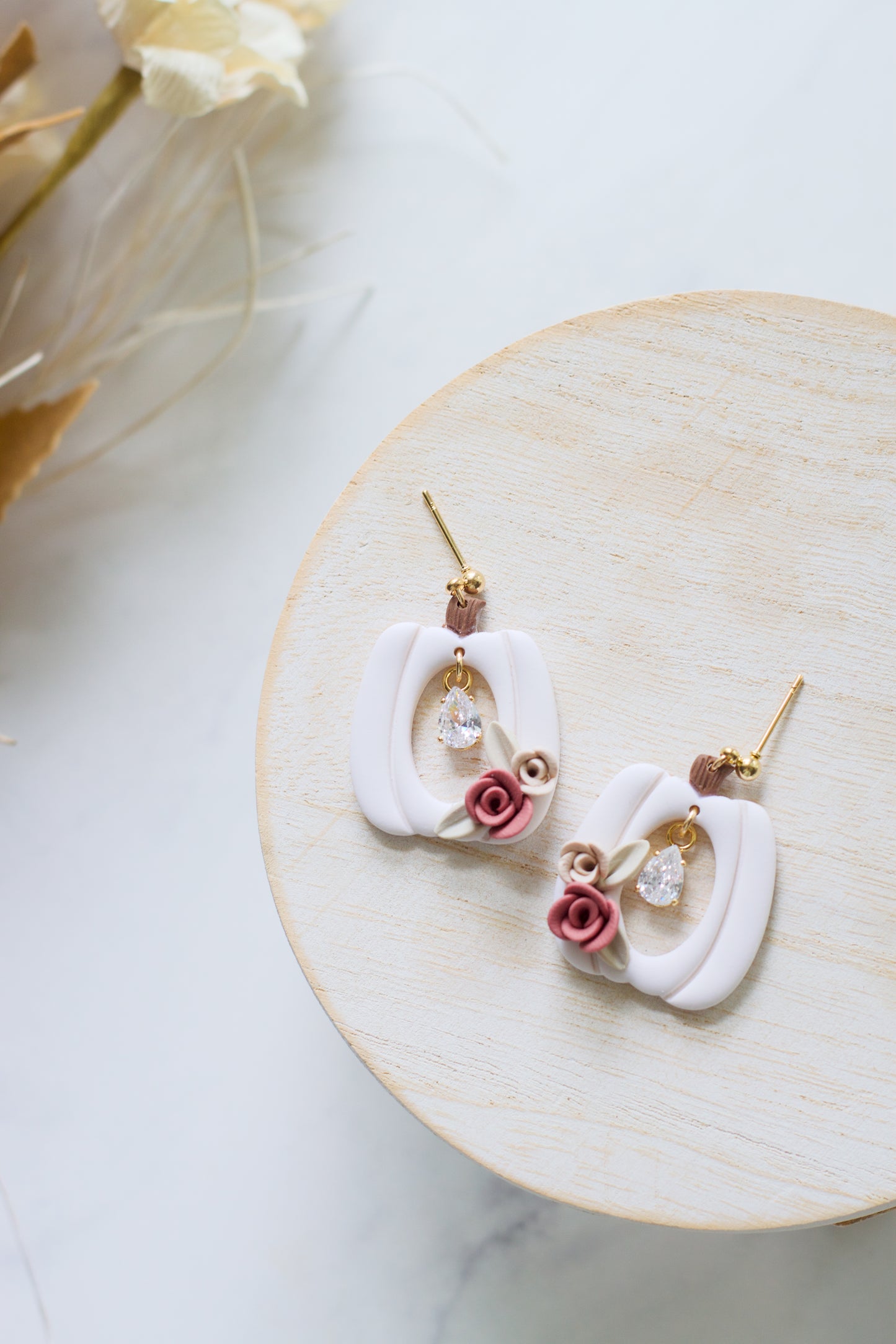 Floral and Crystal Pumpkin Dangles