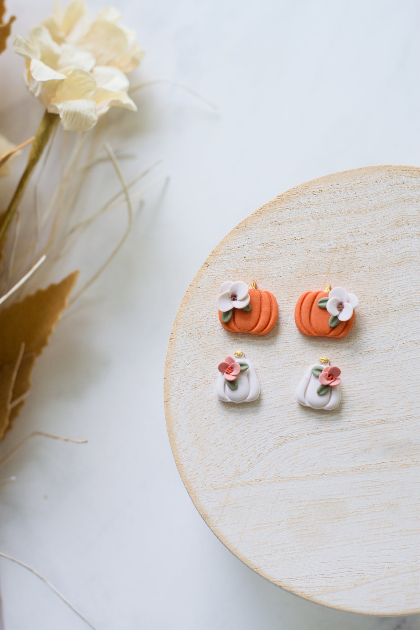 Floral Pumpkin Studs