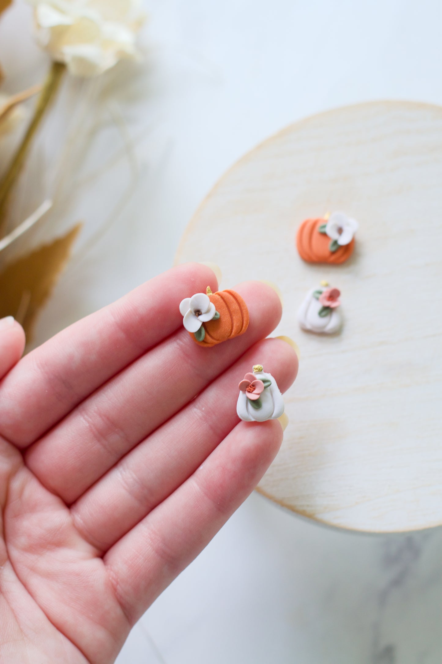 Floral Pumpkin Studs