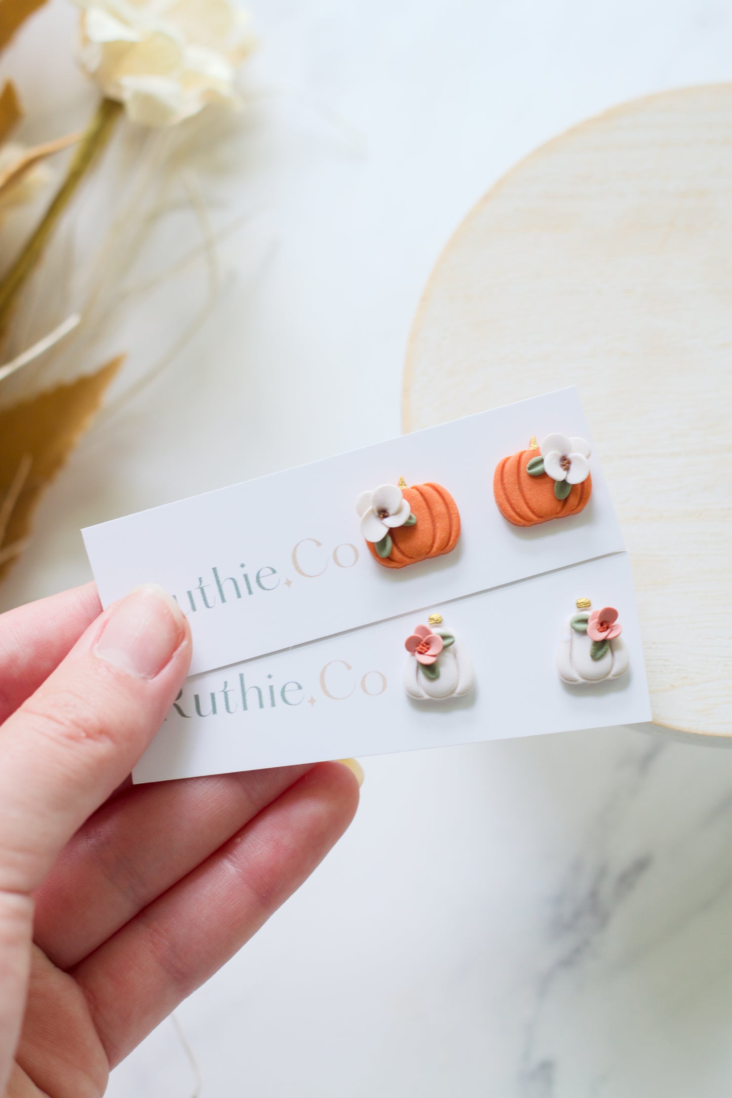 Floral Pumpkin Studs