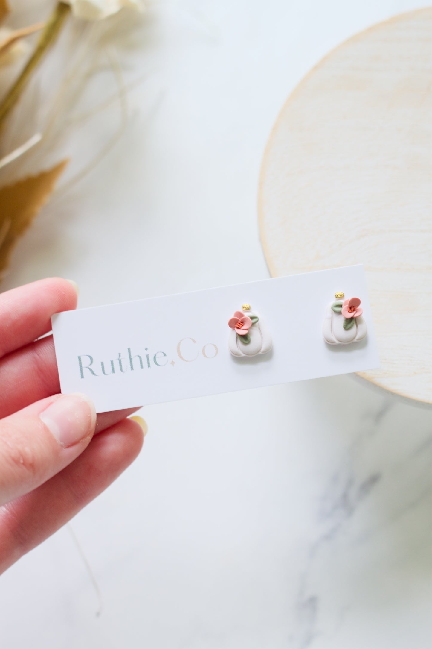 Floral Pumpkin Studs