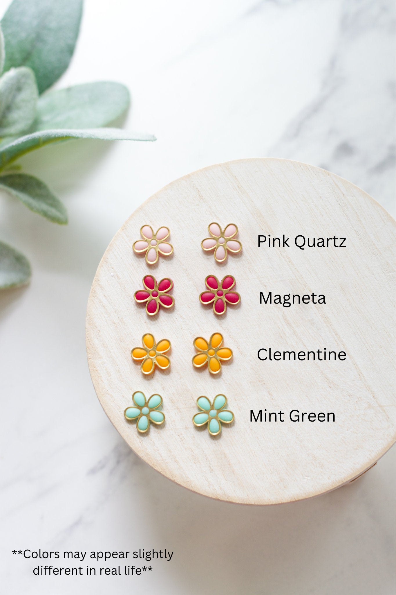 Gold Trimmed Flower Studs