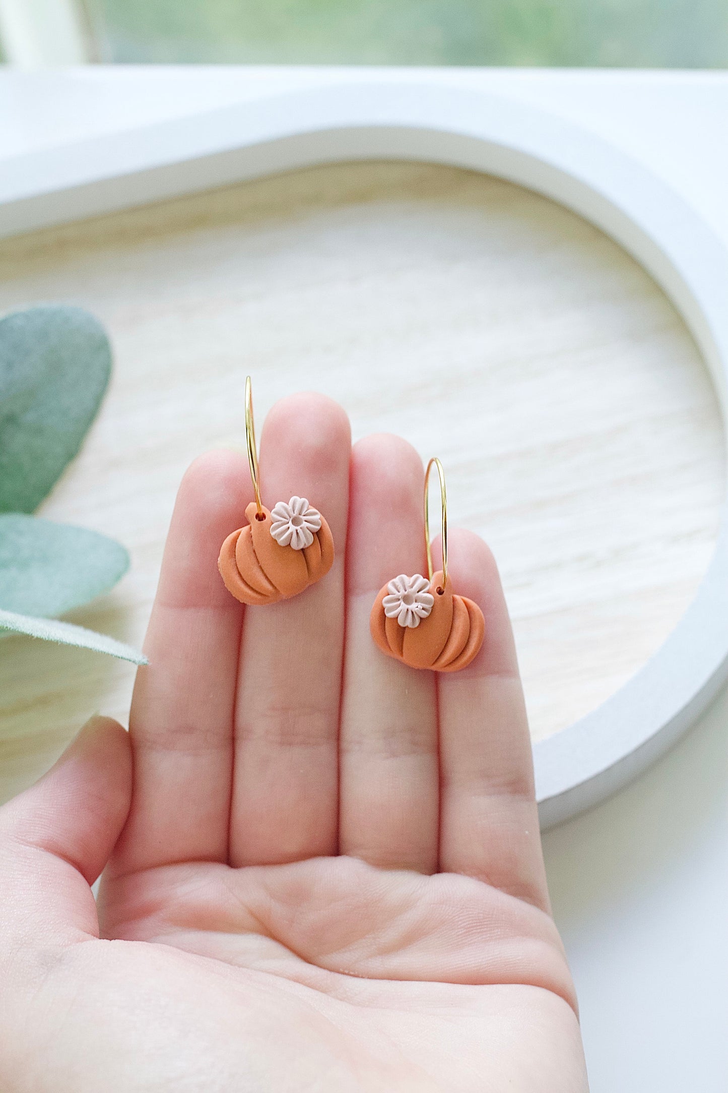 Floral Pumpkin Hoop Earrings