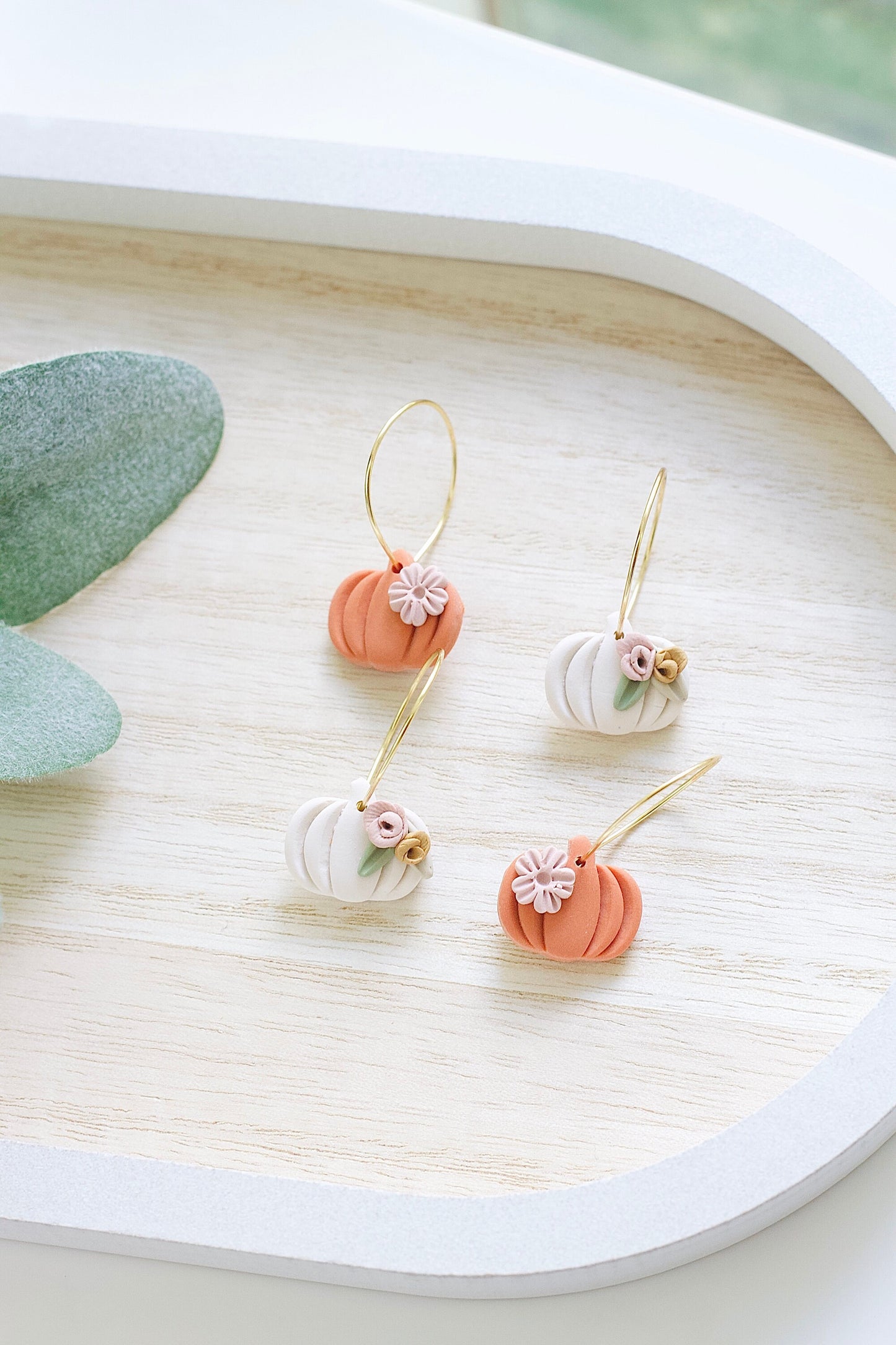 Floral Pumpkin Hoop Earrings