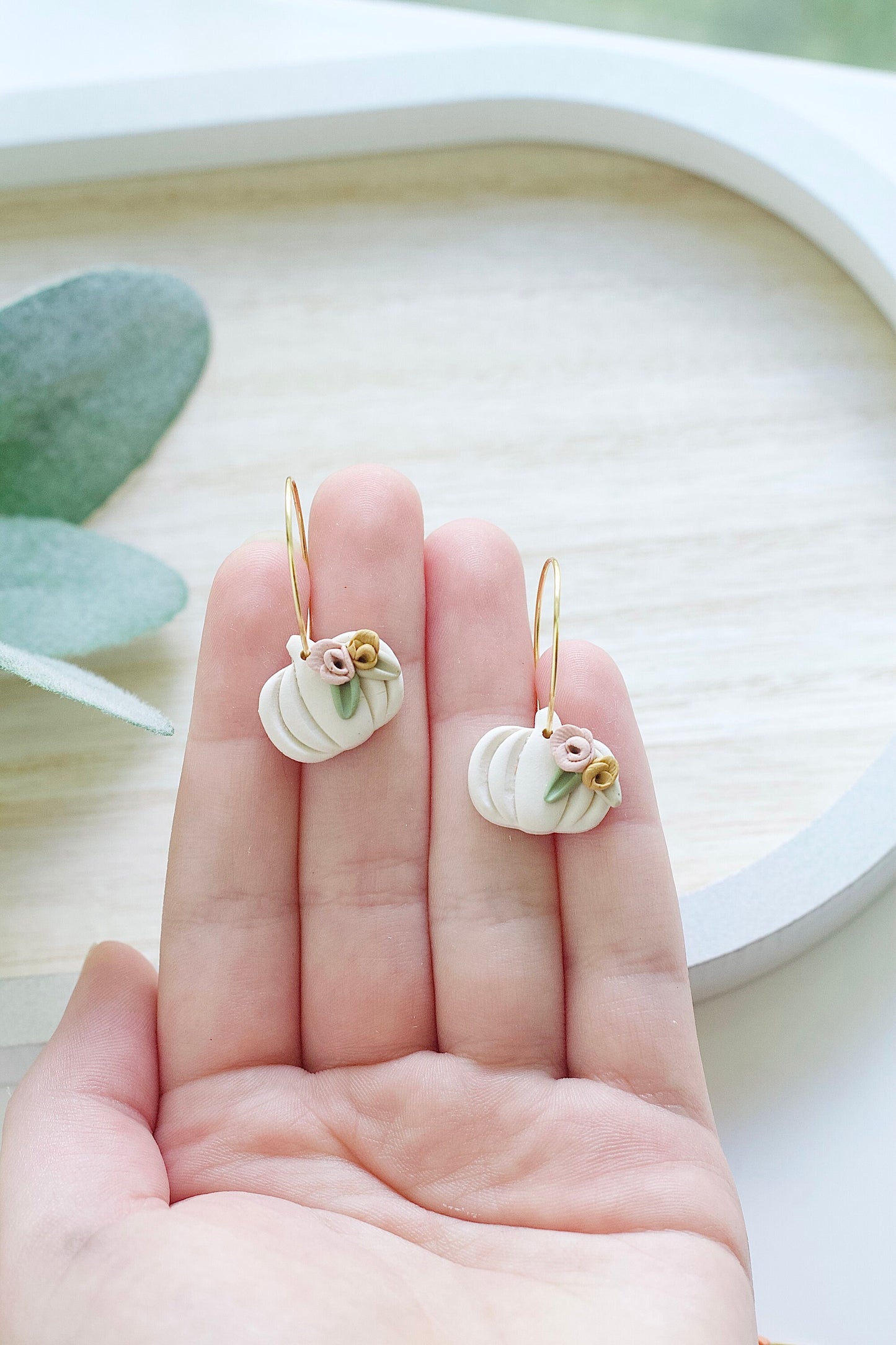 Floral Pumpkin Hoop Earrings