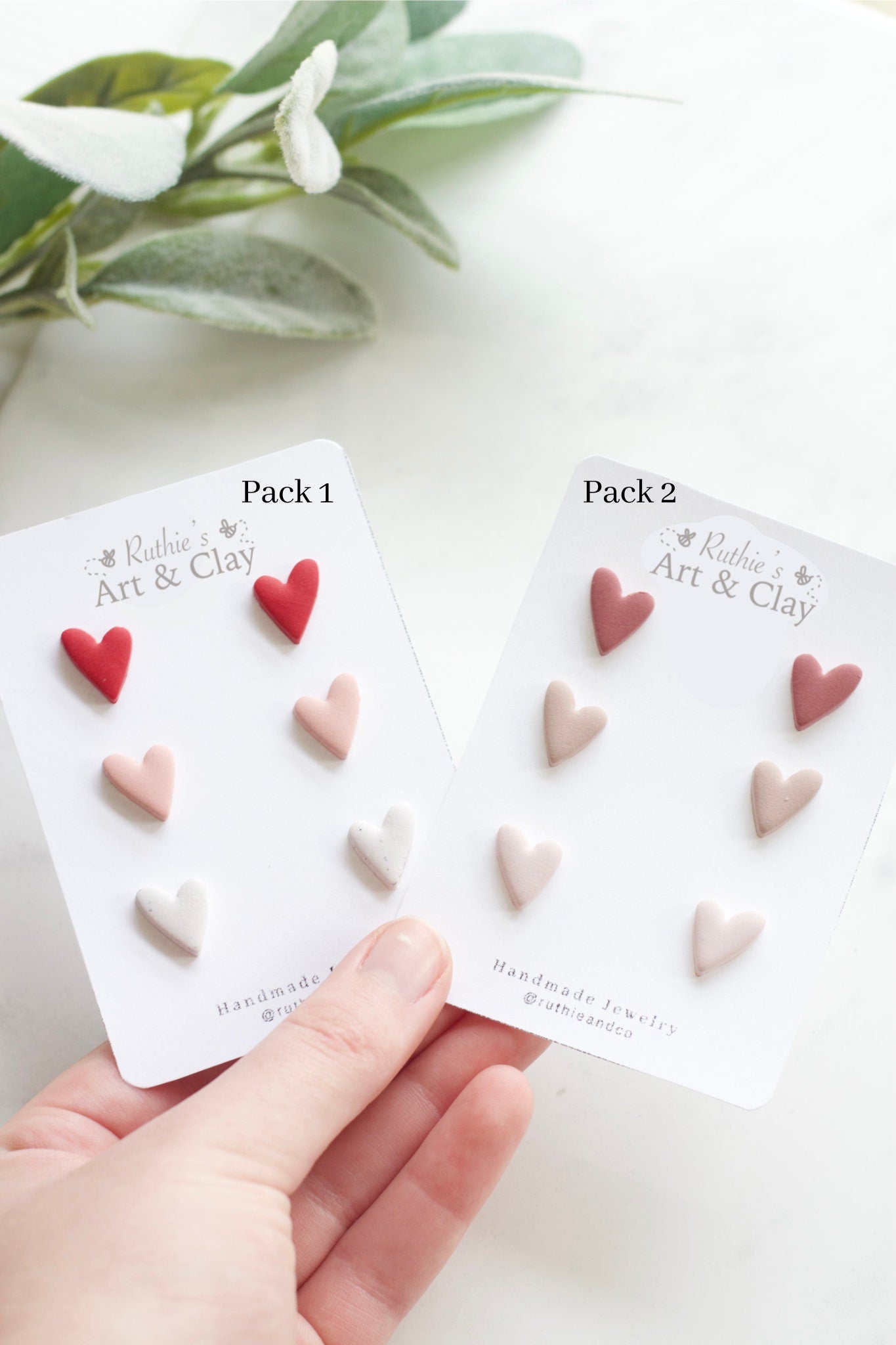 Clay Heart Stud 3 Pack