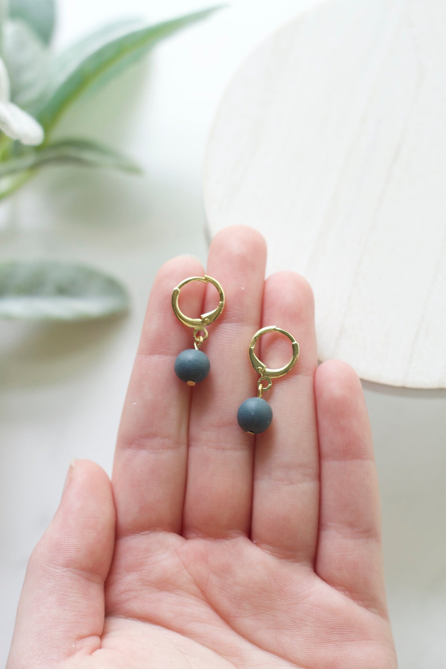 Round Bead Huggie Hoops