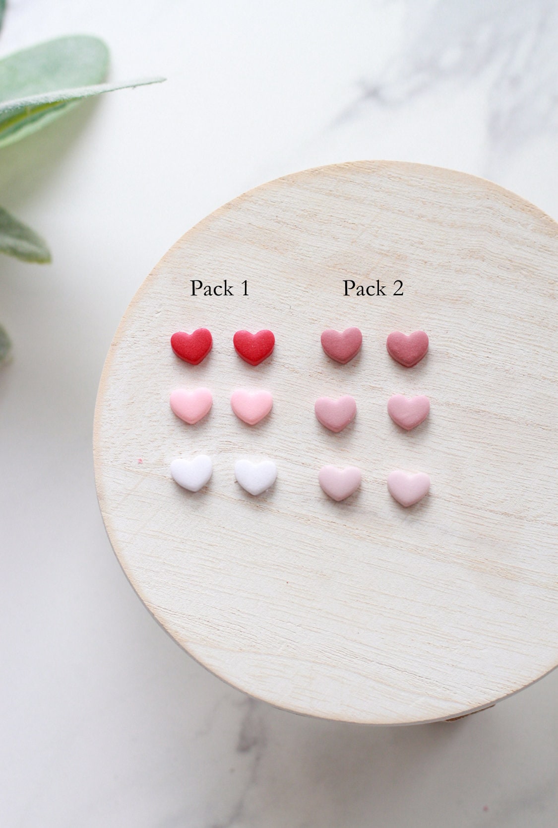 Tiny Heart Clay Stud 3 Pack