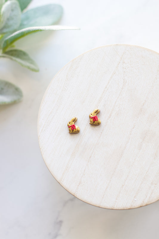 Gold Wrapped Chocolate Bunny Studs