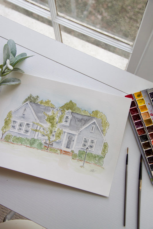 Custom Watercolor House Portrait