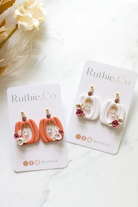 Floral and Crystal Pumpkin Dangles