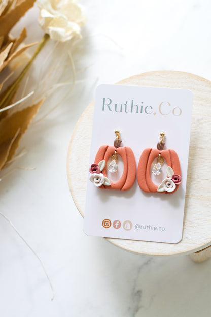 Floral and Crystal Pumpkin Dangles