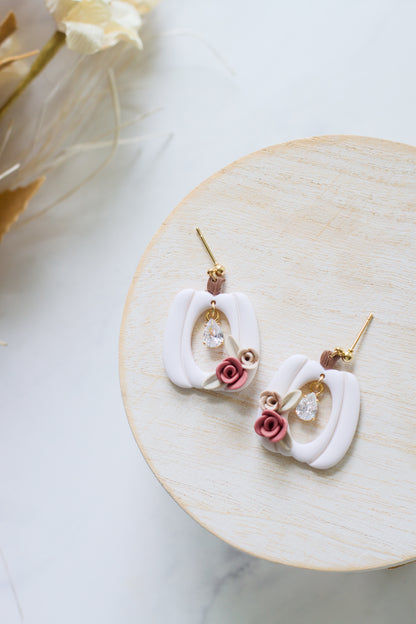 Floral and Crystal Pumpkin Dangles