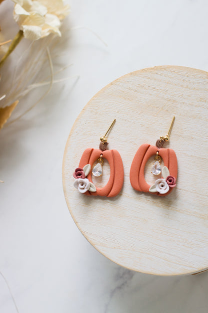 Floral and Crystal Pumpkin Dangles