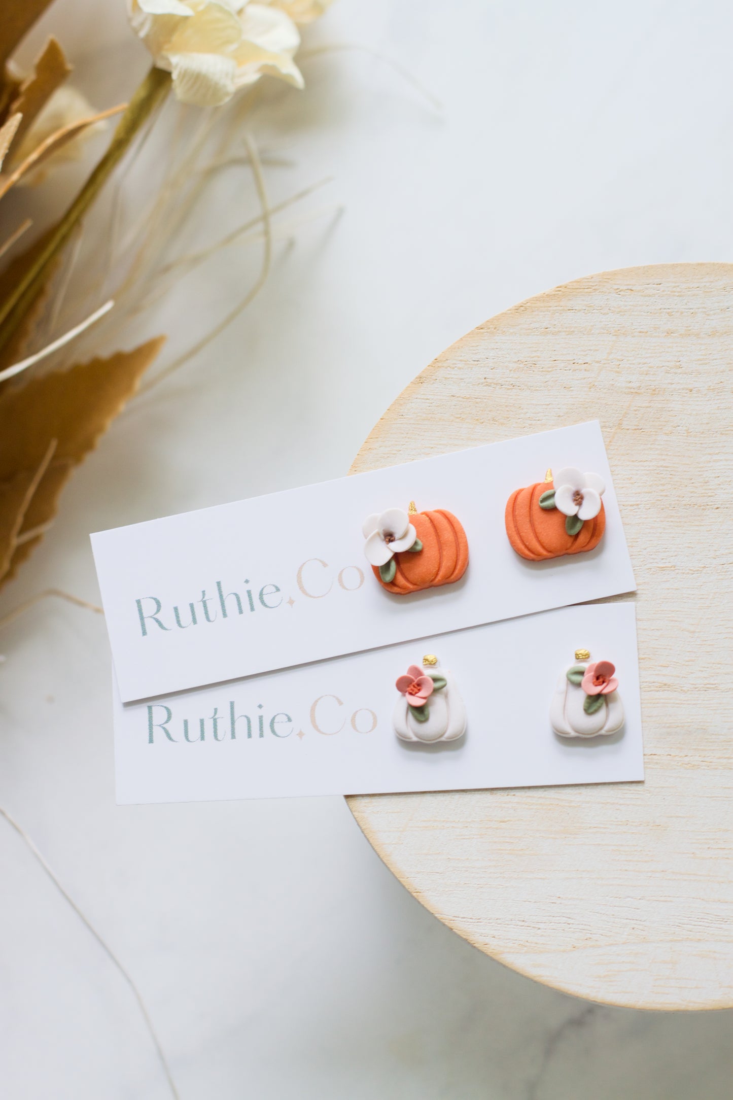 Floral Pumpkin Studs