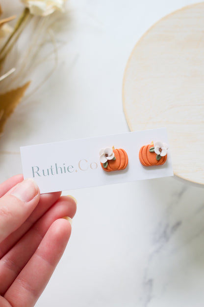 Floral Pumpkin Studs