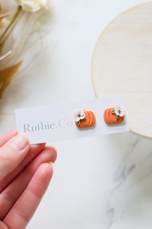 Floral Pumpkin Studs