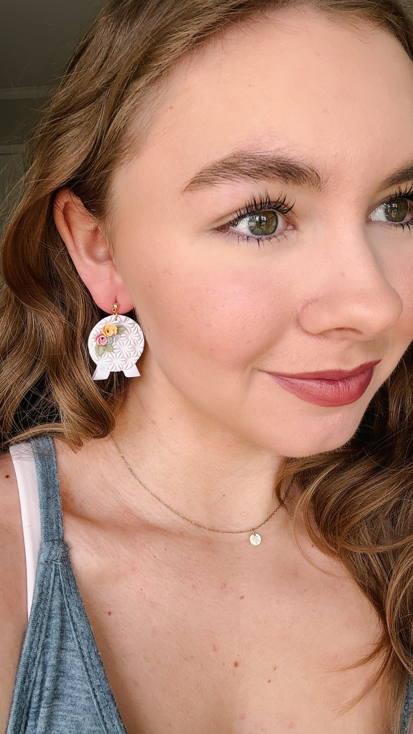 Sparkly Floral Spaceship Earth Dangles