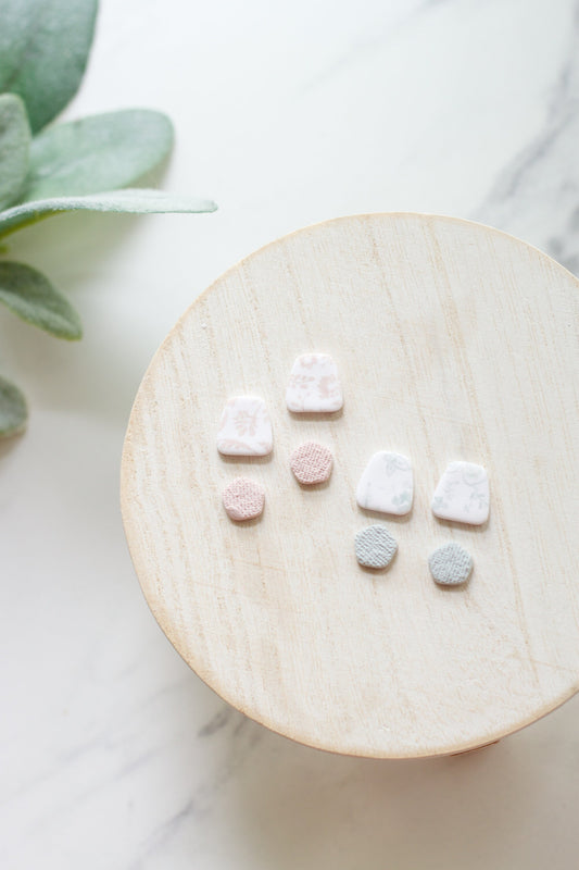Pink and Blue Toile Stud Pack