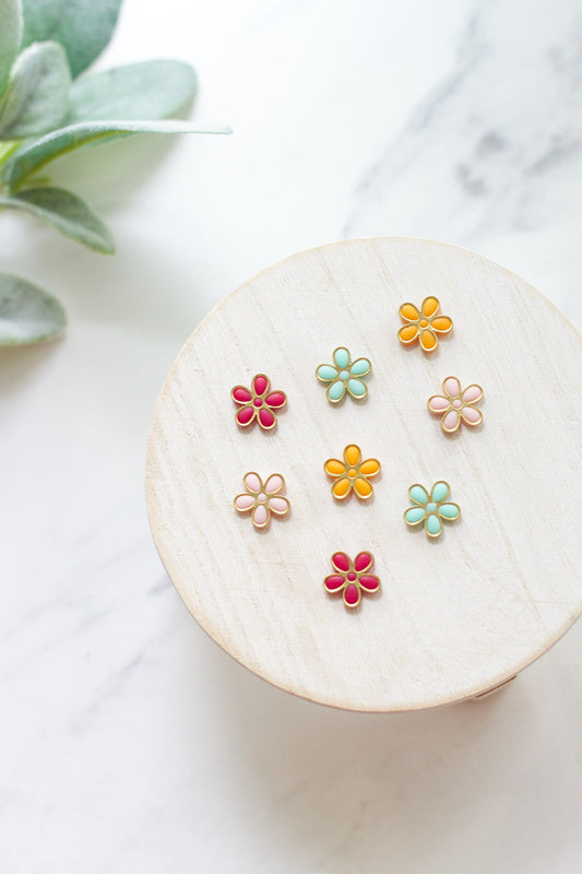 Gold Trimmed Flower Studs