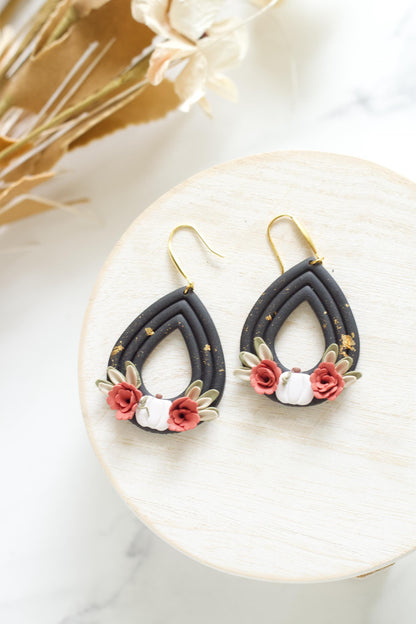 Black Autumn Floral Dangles