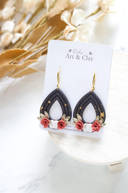 Black Autumn Floral Dangles