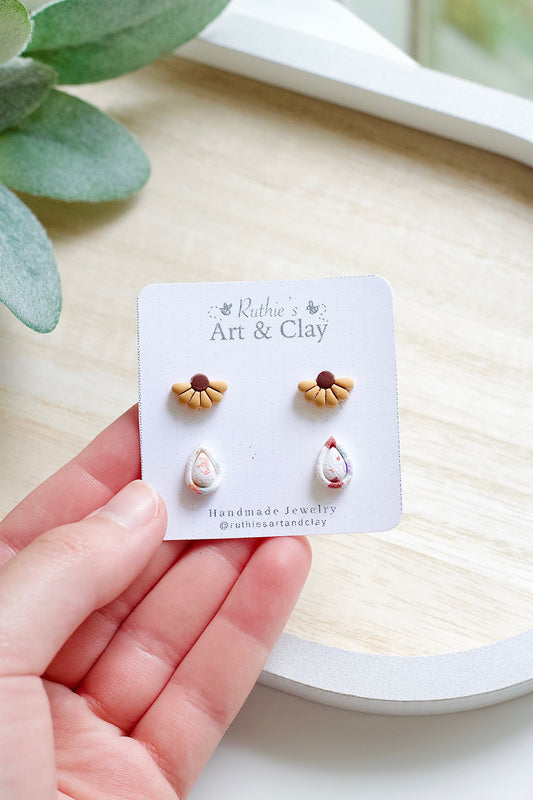 Sunflower and Teardrop Stud Pack