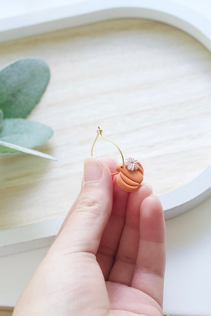 Floral Pumpkin Hoop Earrings