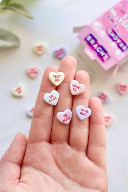 Conversation Heart Clay Studs
