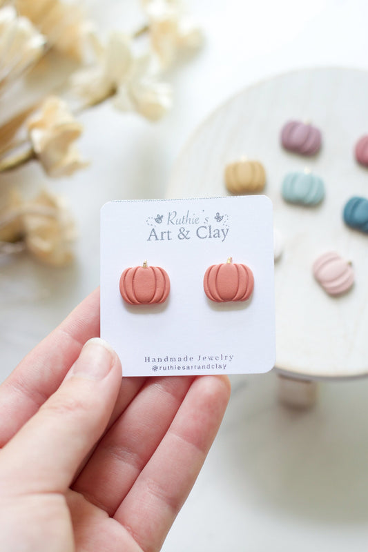 Gold Stem Pumpkin Studs