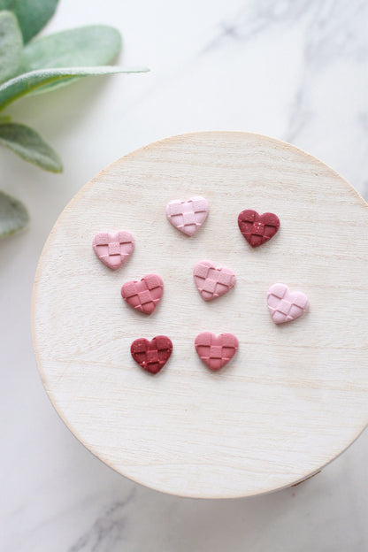 Checkered Heart Studs