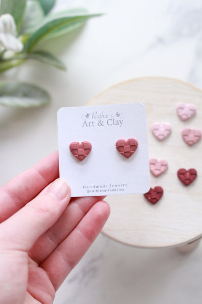 Checkered Heart Studs